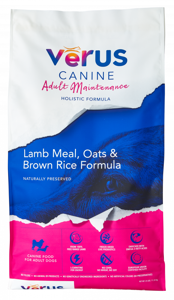 VēRUS Adult Maintenance Lamb Meal, Oats & Brown Rice Holistic Formula (12 Lb.)