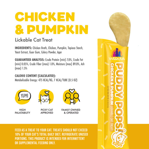 Weruva Puddy Pops Lickable Chicken & Pumpkin Cat Treat (0.5 oz - 5 pk)