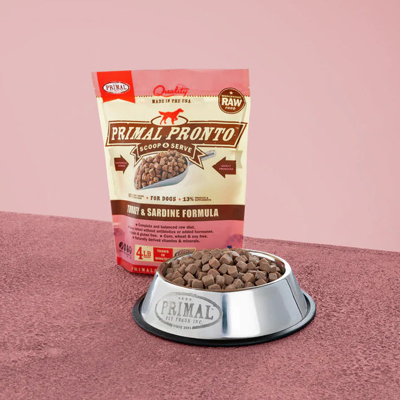 Primal Pet Foods Canine Raw Frozen Pronto (Turkey & Sardine 4 Lb)