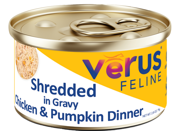 VēRUS Feline Shredded in Gravy Chicken & Pumpkin Dinner (2.8 oz)