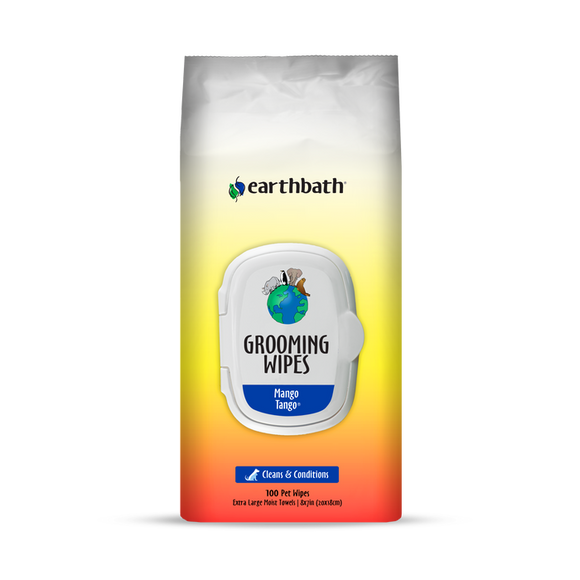 Earthbath Mango Tango Grooming Wipes for Dogs & Cats (100 Count)