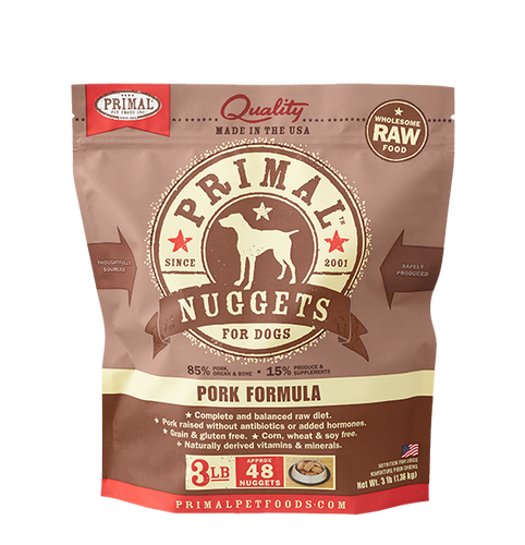 Primal Pet Foods Canine Raw Frozen Nuggets (Pork 3 Lb)