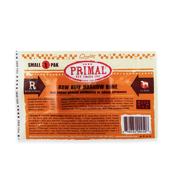 Primal Pet Foods Raw Recreational Beef Marrow Bones (6 Pk)