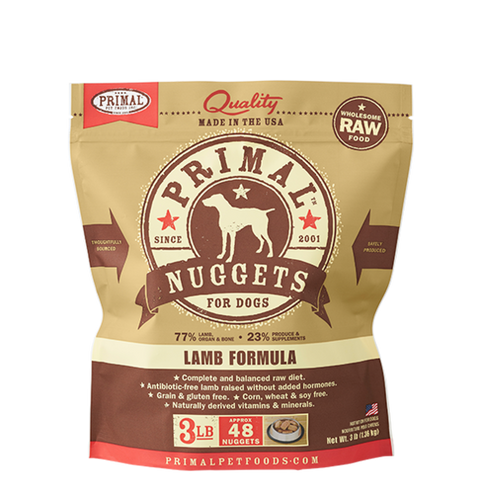 Primal Pet Foods Canine Raw Frozen Nuggets (Lamb 3 Lb)