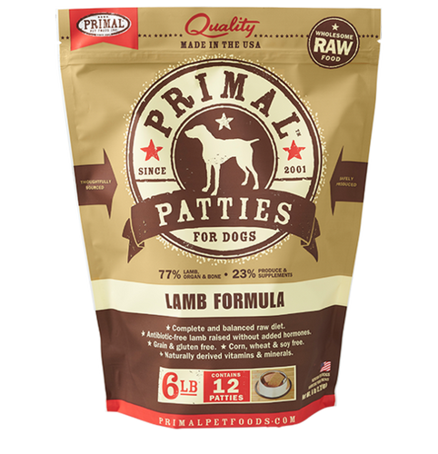 Primal Pet Foods Canine Raw Frozen Patties (Lamb 6 Lb)