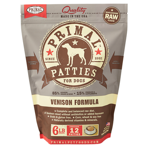 Primal Pet Foods Canine Raw Frozen Patties (Venison 6 Lb)