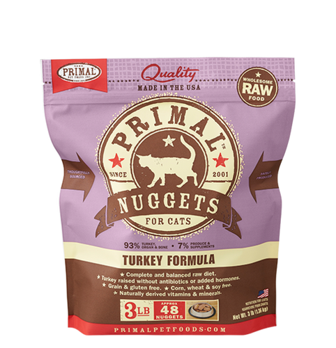 Primal Pet Foods Feline Raw Frozen Nuggets (Turkey 3 Lb)