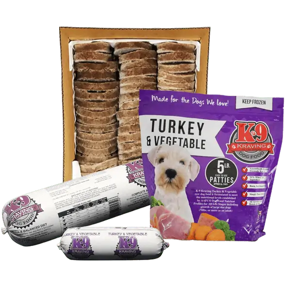 K-9 Kraving Turkey & Vegetable Raw Dog Food (5 lb Roll)