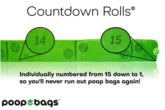 The Original Poop Bags® Countdown Rolls® - Biobased Bundle (960 poop bags)