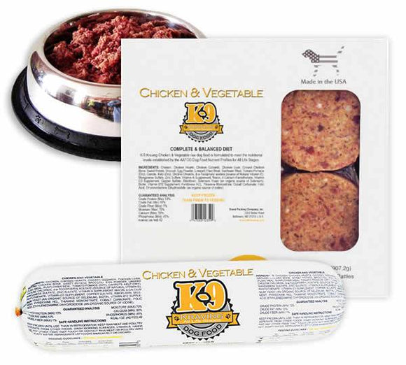 K-9 Kraving Chicken & Vegetable Raw Dog Food (5 lb Roll)