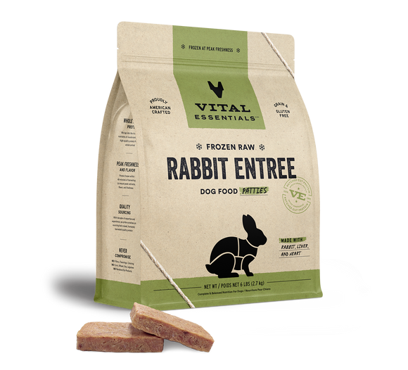 Vital Essentials Frozen Raw Rabbit Entrée Dog Food Patties (6-lb)