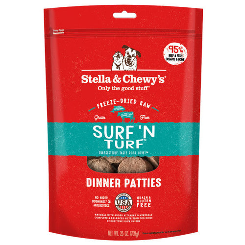 Stella & Chewy's Freeze-Dried Raw Dinner Patties for Dogs - Surf 'n Turf Recipe (25-oz)