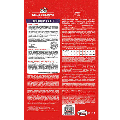 Stella & Chewy's Absolutely Rabbit Frozen Raw Patties Dog Food (6-lb)