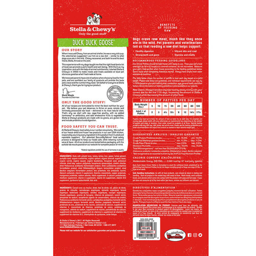 Stella & Chewy's Duck Duck Goose Frozen Raw Patties Dog Food (3-lb)